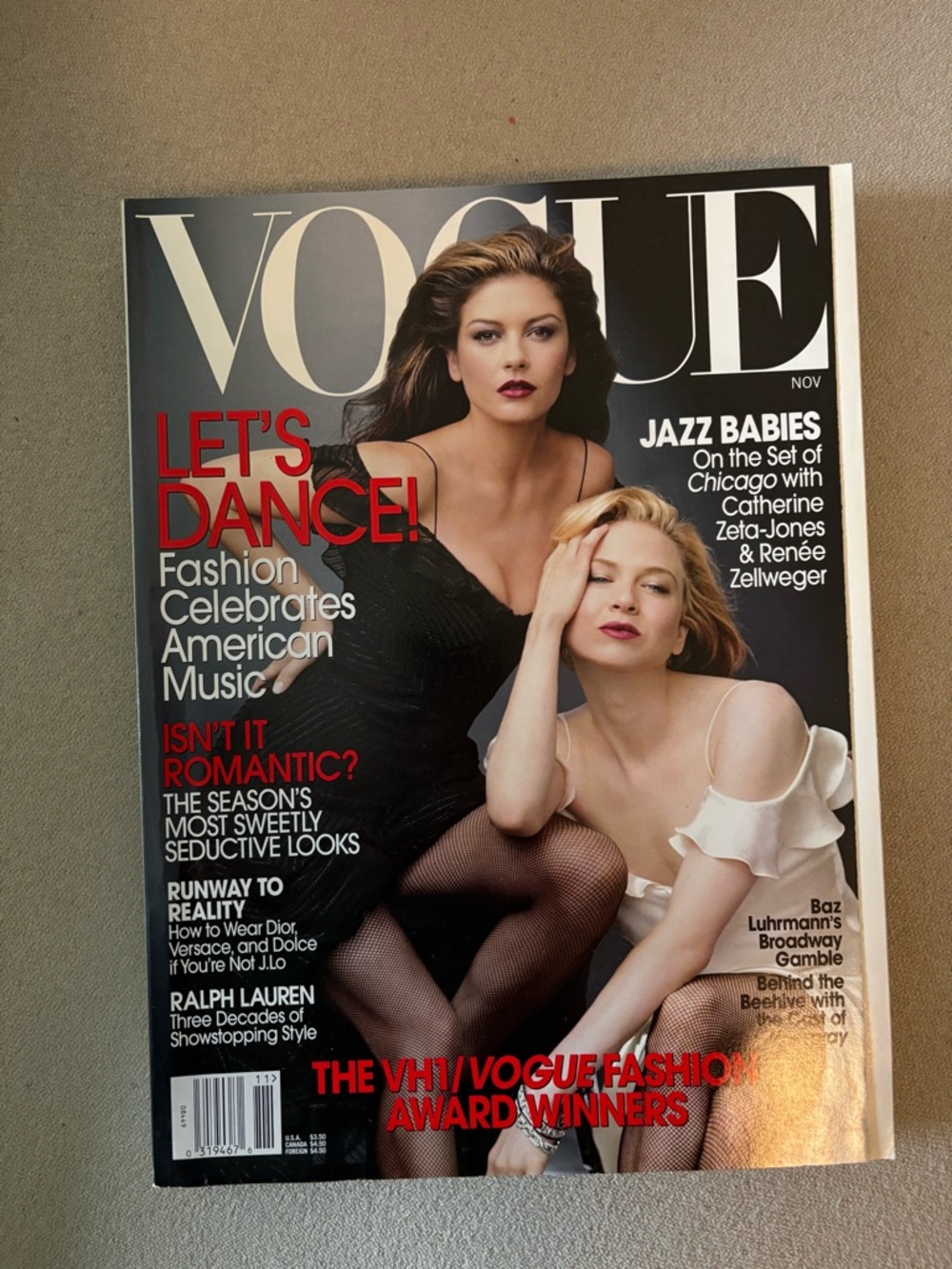 Vogue Magazine Featuring Catherine Zeta-Jones & Renée Zellweger November 2002